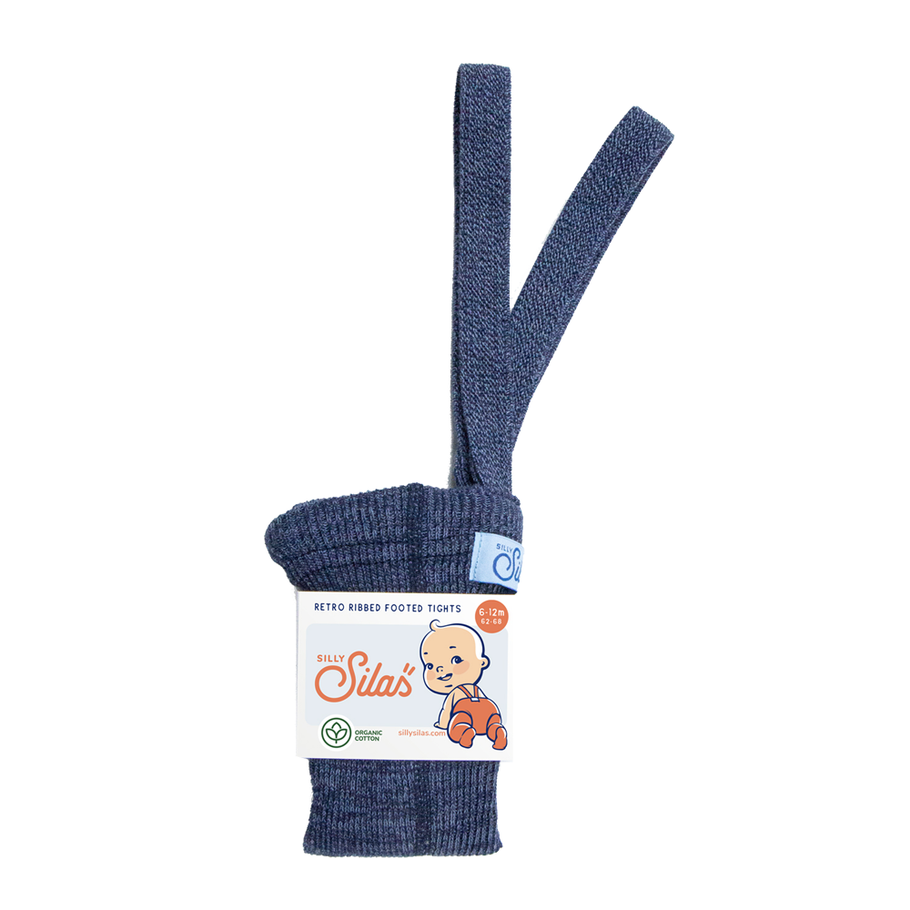 Footed tights with braces - Denim