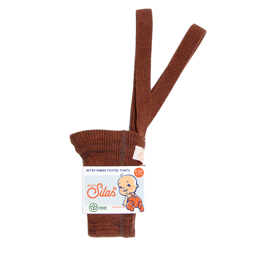 Footed tights with braces - Spicy Chai