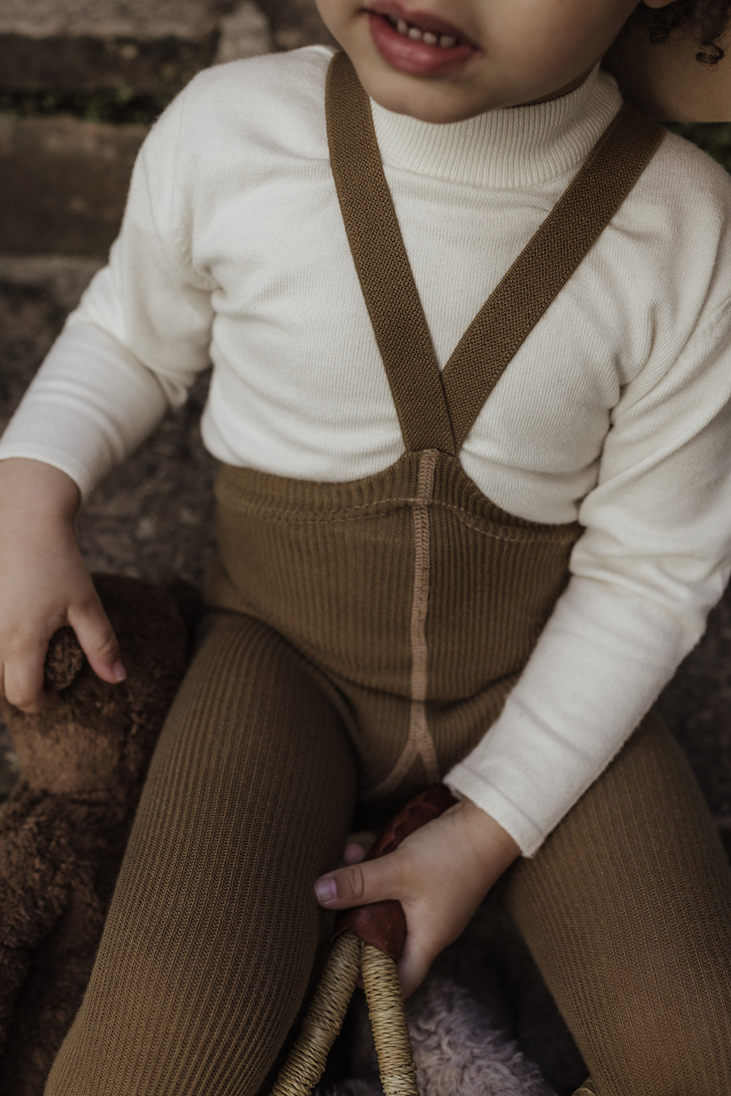 Footed tights with braces - Acorn Brown