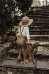 Footed tights with braces - Acorn Brown