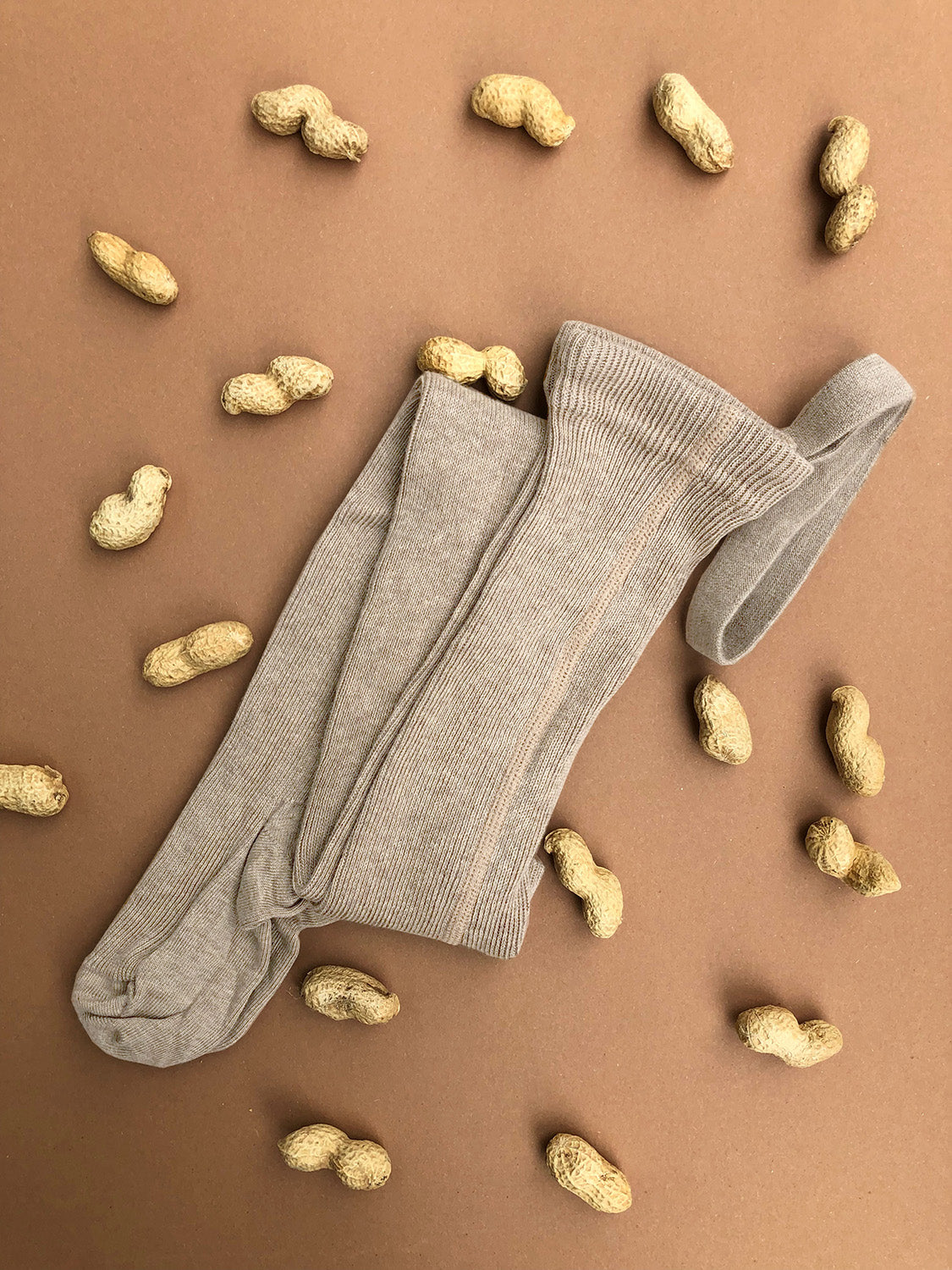 Footless tights with braces - Peanut Blend
