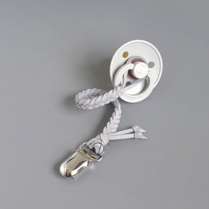 Slim Braided Pacifier / Teether Clip - Light Grey