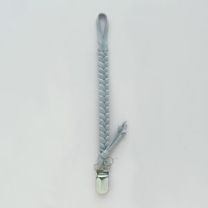 Wide Braided Pacifier / Teether Clip - Light Grey
