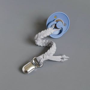 Wide Braided Pacifier / Teether Clip - Light Grey