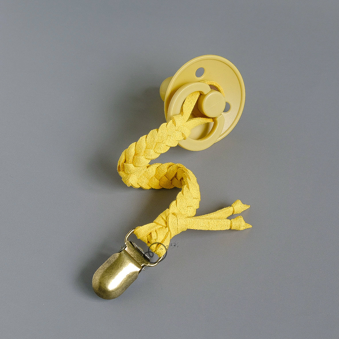 Wide Braided Pacifier / Teether Clip - Mustard