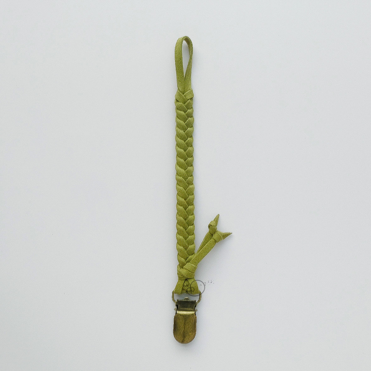 Wide Braided Pacifier / Teether Clip - Olive